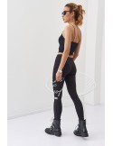 Black leggings with inscriptions 01474 - Online store - Boutique